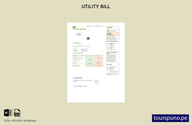lista para imprimir plantilla de factura de servicios públicos de Scottish Power